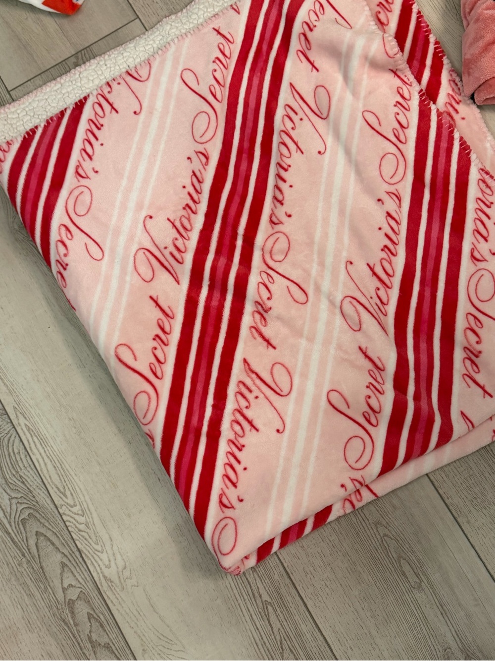 Victoria's Secret Pink and Red Sherpa Holiday Throw